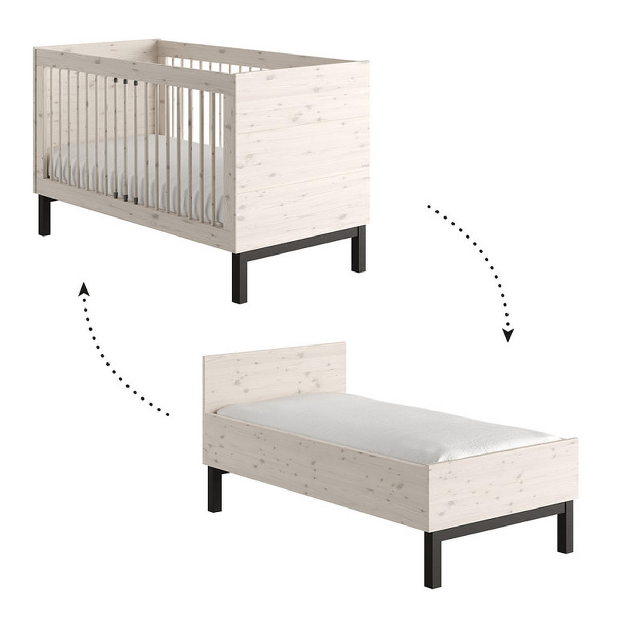 POKOJ PRO MIMINKO 3DÍLNÝ Country Bělené dřevo - bílá, dřevo (145/89/76.4cm) - Petits-meubles