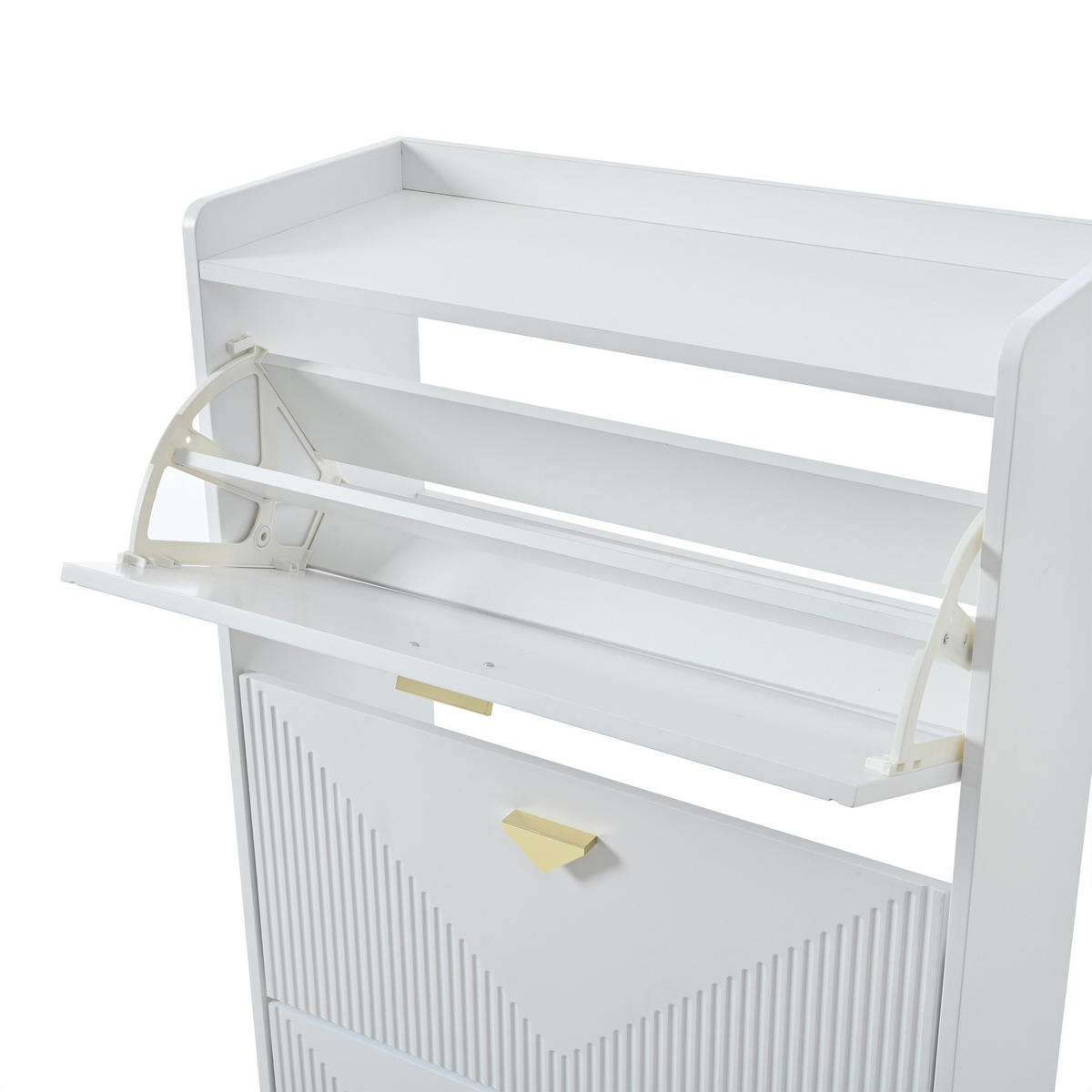 SCHUHSCHRANK aus MDF 70x30x120cm in Weiß mit 3 Klapptüren - Weiß, Holzwerkstoff (70/120/30cm) - Modfu