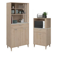 BUFFET Set 2-tlg. Eiche grau, mit Buffetschrank und Küchenschrank - Eichefarben/Grau, Holzwerkstoff (145/185/41cm) - Parisot Meuble