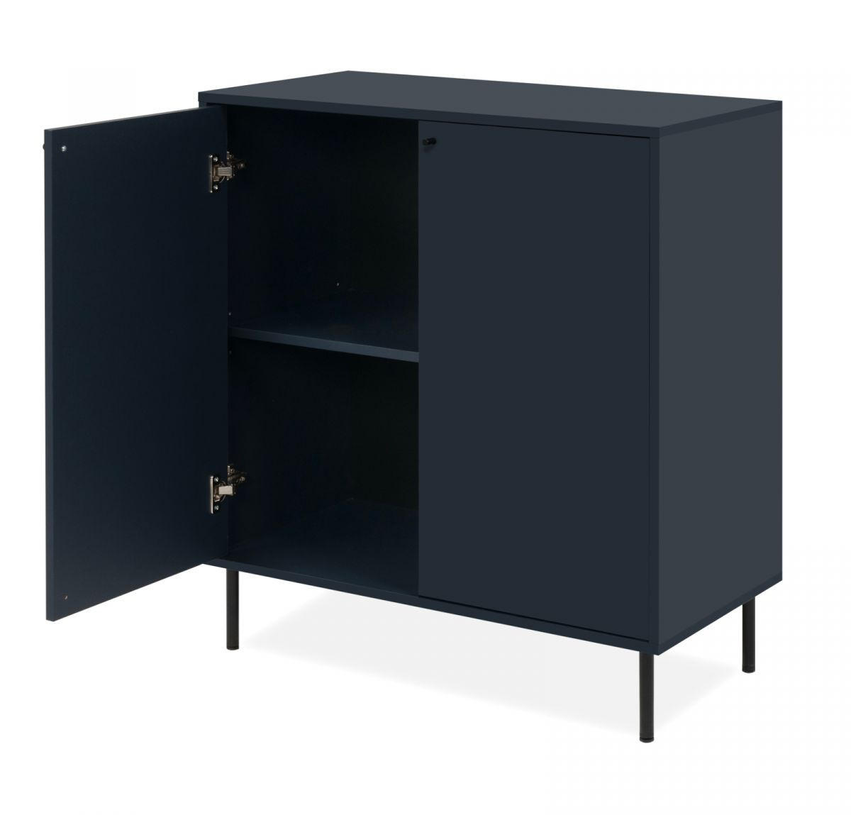 KOMMODE blau 80 cm, Sideboard 2-türig - Blau/Schwarz, Holzwerkstoff/Metall (80/90/40cm) - Furn.Design