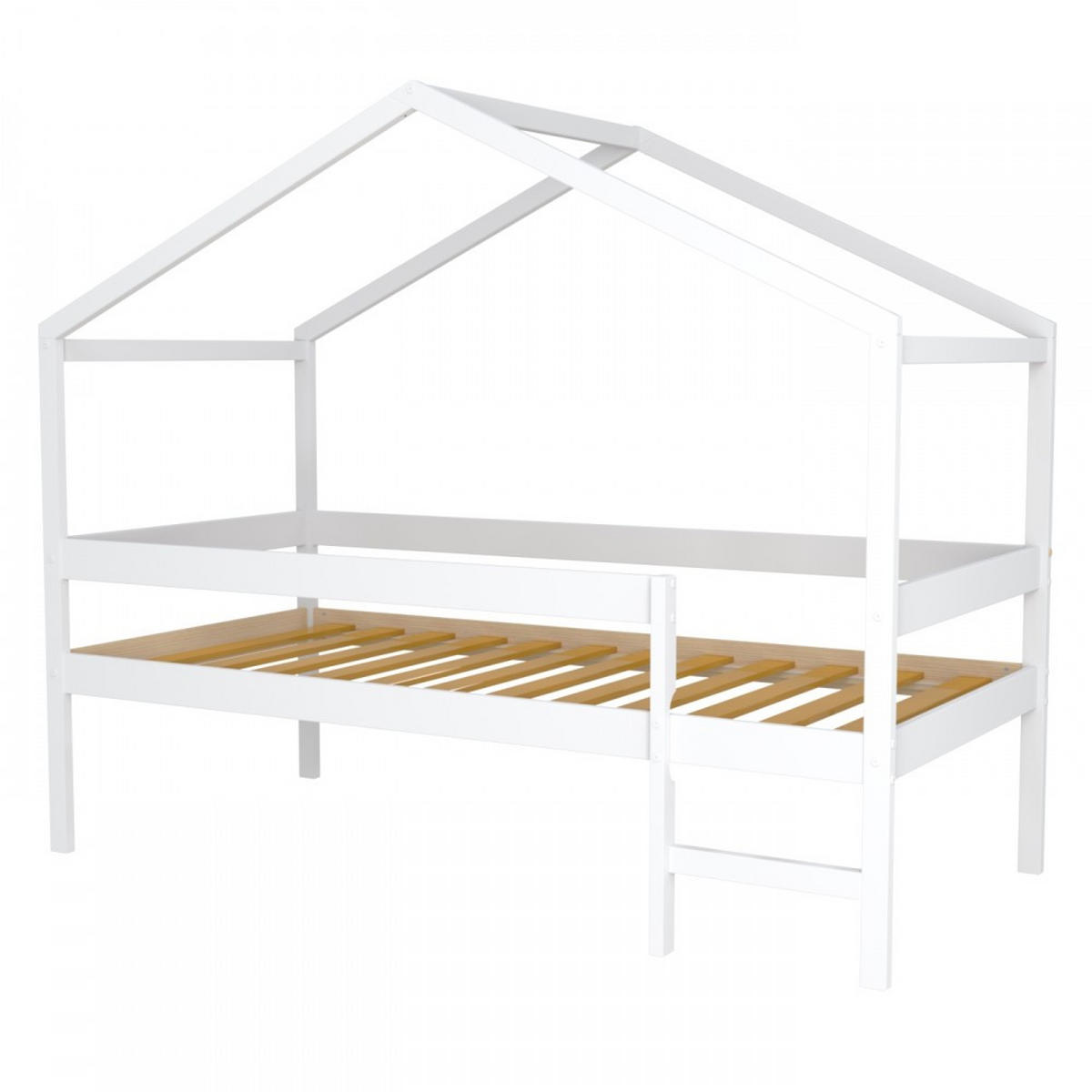 HAUSBETT MIKA mit Matratze / Kinderbett 90x190 - Weiß - Weiß, Holz (90/190cm) - Weber Industries