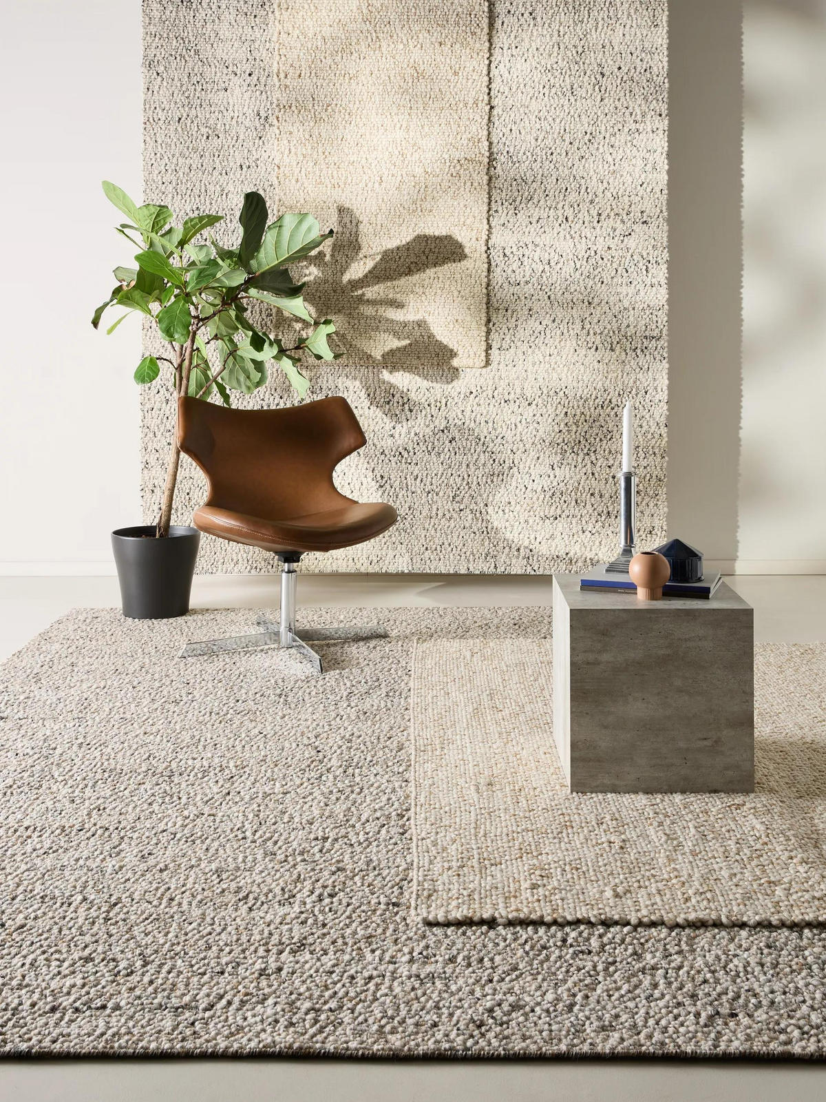 WOLLTEPPICH Patch Braun 120x170 cm - Braun, Naturmaterialien/Textil (120/170cm) - benuta Pure