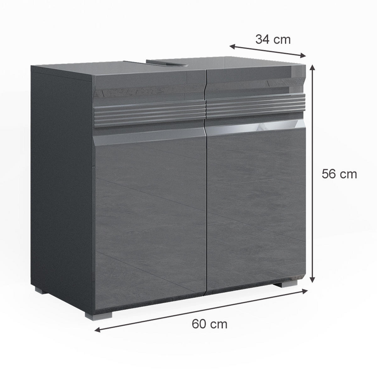 WASCHBECKENUNTERSCHRANK Fredd Anthrazit 60 x 60 cm - Anthrazit, Holzwerkstoff (60/60/34cm) - Vicco