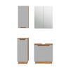 BADMÖBEL-SET Lotta Eiche/Grau mit Kachelstruktur 4 Teile - Eichefarben/Grau, Holzwerkstoff (59.8/62.1/32cm) - Vicco