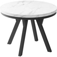 ESSTISCH Lume runder ausziehbarer, Weißer Marmor 100-150/100/76 cm - Ecru/Schwarz, Holz/Holzwerkstoff (100/100/76cm) - WFL GROUP