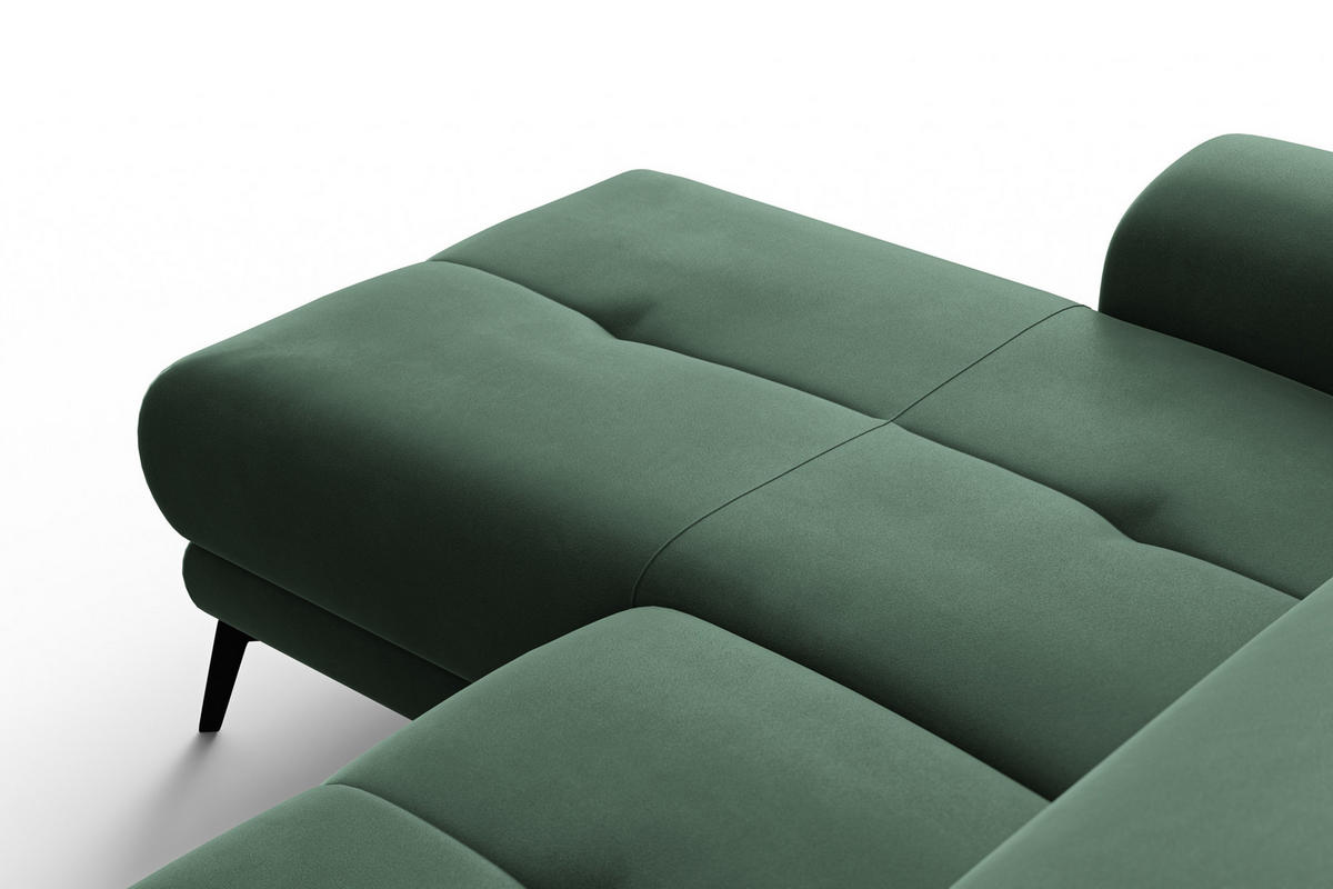 ECKSOFA FIERO 4-Sitzer LINKS, Grüner Veloursstoff - Schwarz/Grün, Holz/Textil (288/170cm) - Courtois Laville