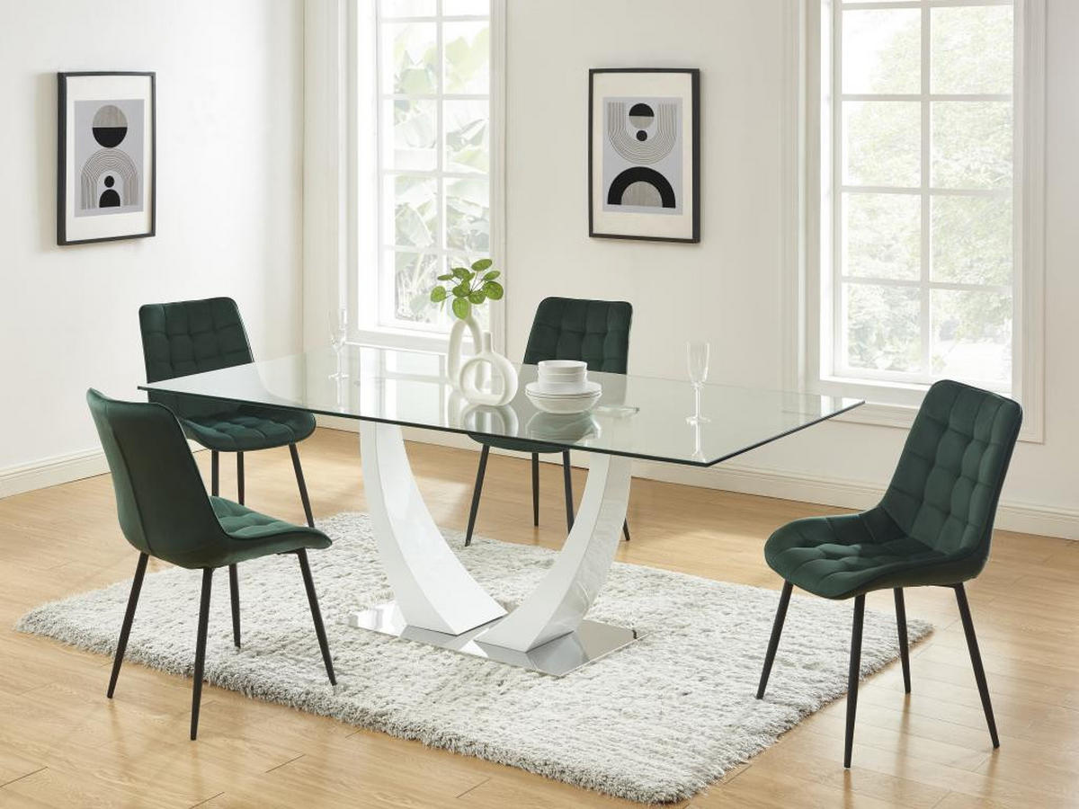 POLSTERSTUHL 2er-Set - Samt & schwarzes Metall - Grün - OLLUA - Grün, Textil (60/87/49.5cm) - Vente-Unique