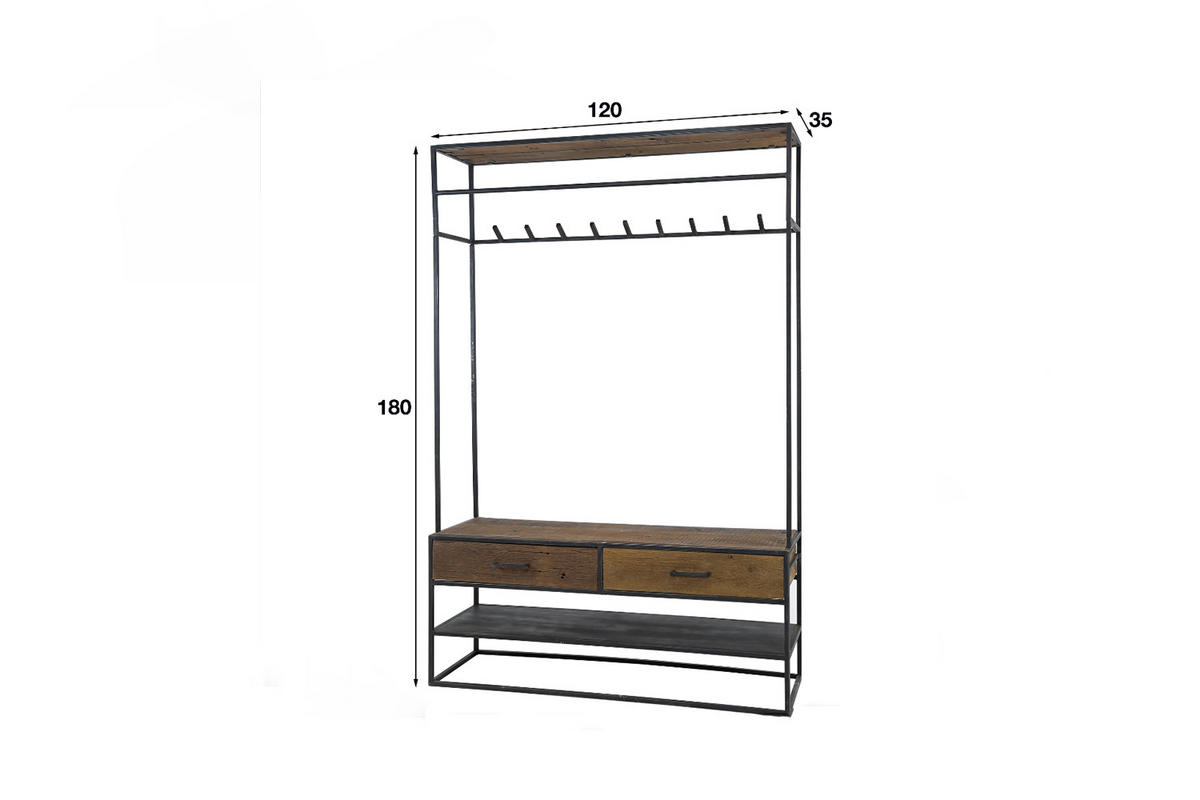 GARDEROBE TENBY Schwarz Metall - Schwarz, Metall (120/180/35cm) - KAWOLA