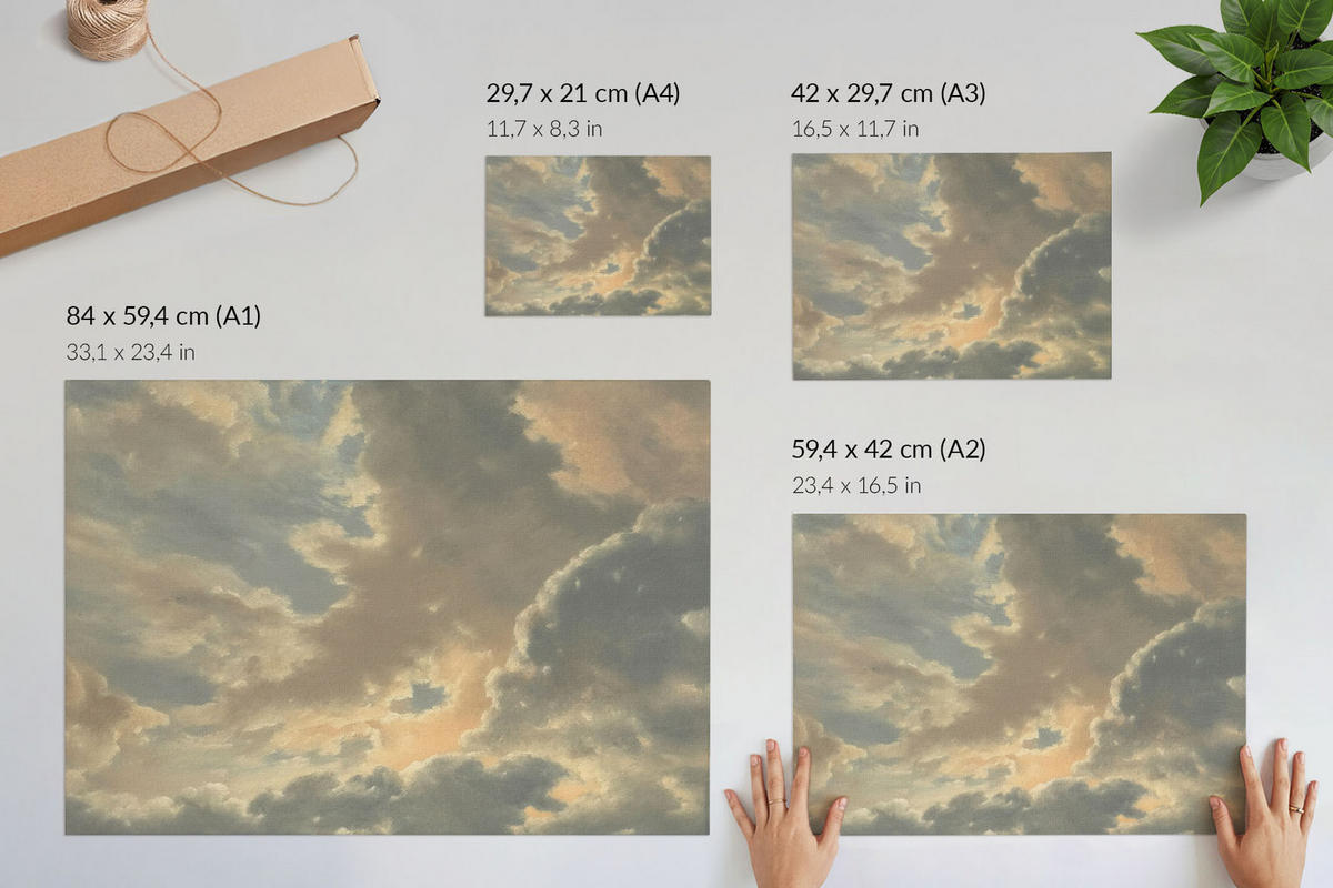 POSTER - 29x21 cm (A4) - Manufaktura Sztuki - Wolken am Himmel - Blau, Textil (29.7/21/0.1cm) - TULUP