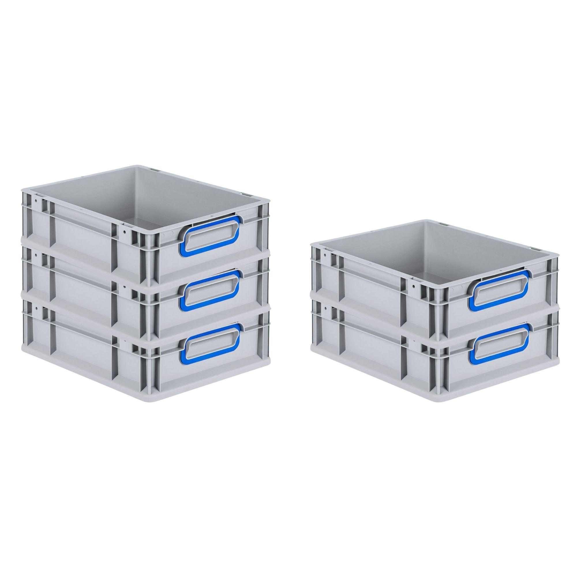 EUROBOX 5x Nextgen Color 12x30x40cm 11 Liter Griffe Blau Geschlossen - Blau, Kunststoff (30/12/40cm) - PROREGAL
