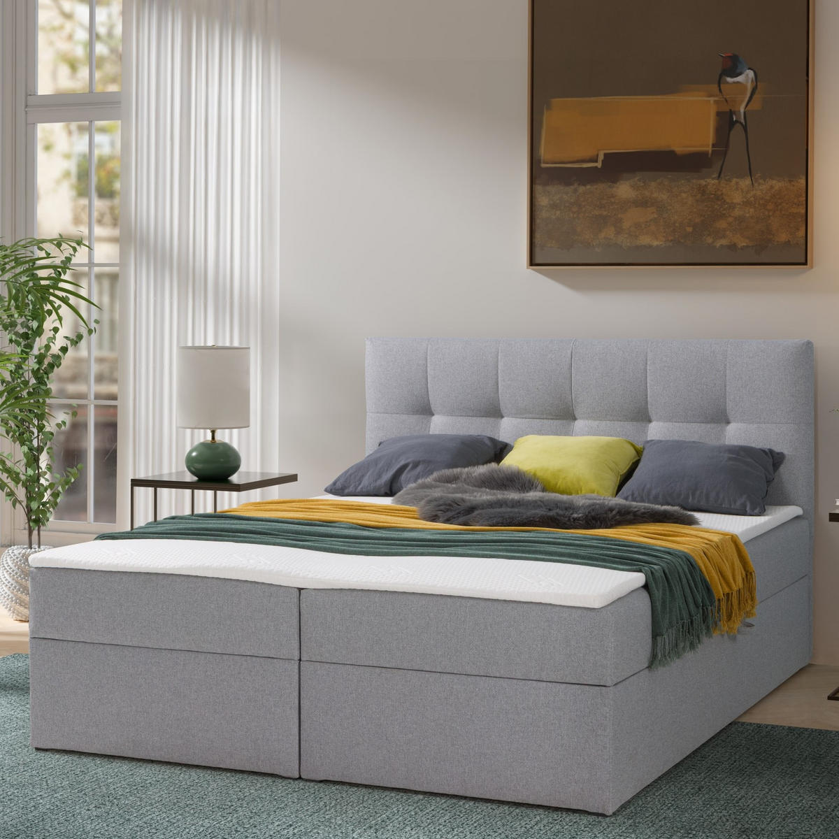 BOXBETT Toronto 140x200 Bonell-Matratze H3 und Topper - Silberfarben/Grau, Holz/Holzwerkstoff (140/200cm) - Ravio