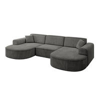 WOHNLANDSCHAFT MARI-U1 - 303x171x79 cm Dunkelgrau Velours - Dunkelgrau/Schwarz, Holzwerkstoff/Kunststoff (303/79/171cm) - ALTDECOR