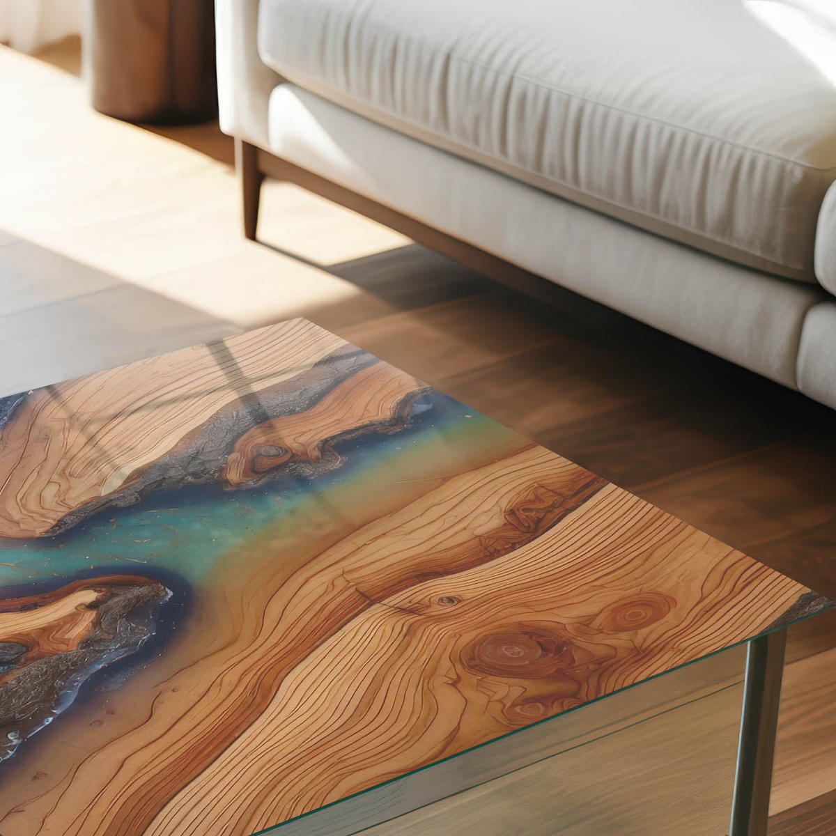 GLASPLATTE 80x60 cm – Holzwellen - Braun, Glas (0.4/80/60cm) - ArtPrintCave