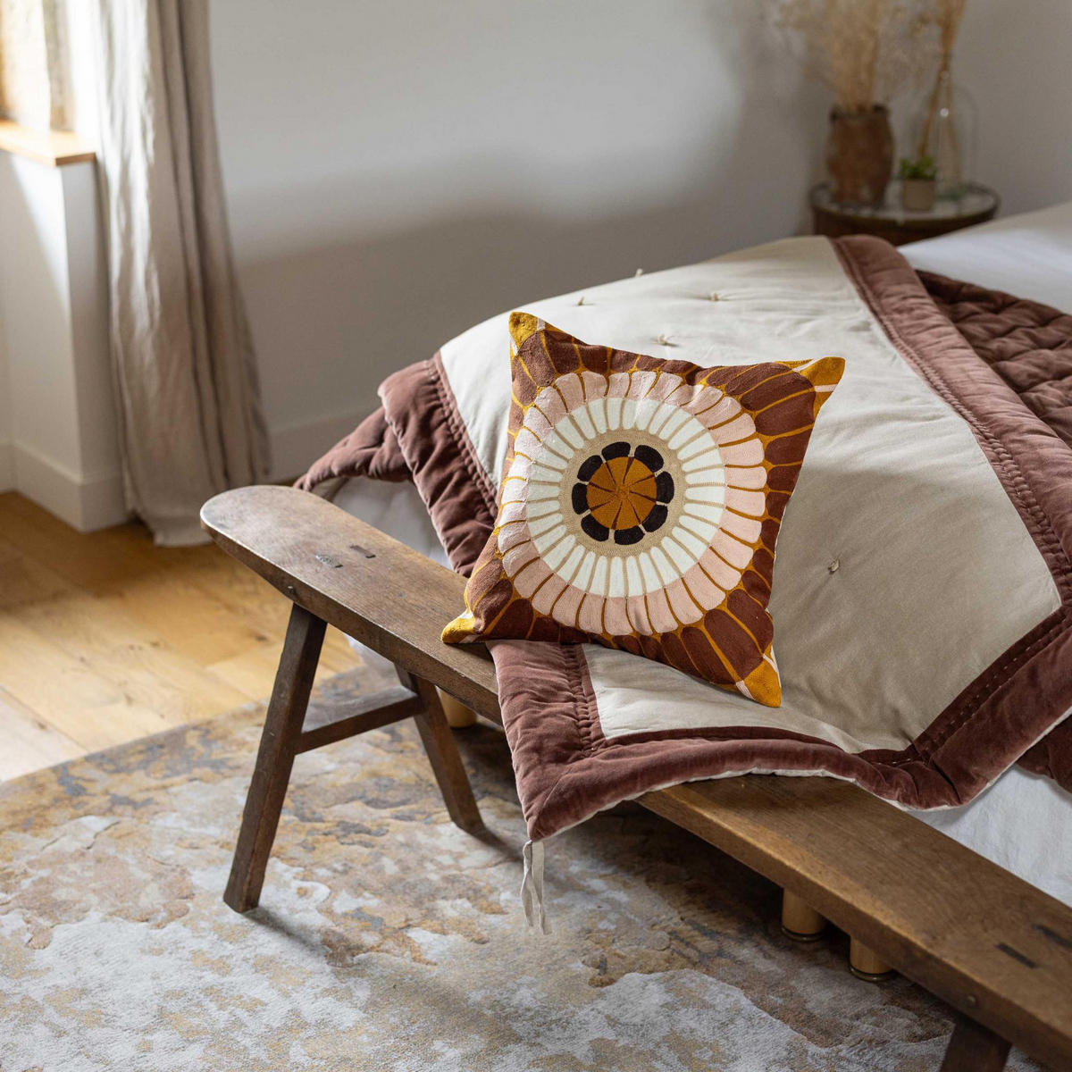 CHAMBRAY-STEPPDECKE Elise tabakfarben 80 x 180 cm - Braun, Textil (80/180cm) - Vivaraise