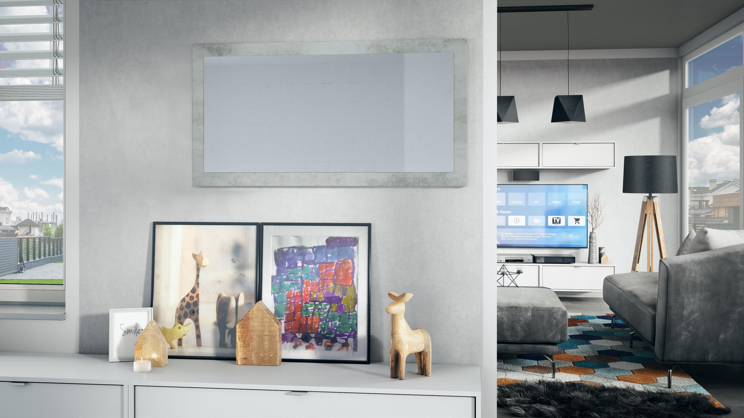 SPIEGEL Lima Beton Oxid Optik - Hellgrau, Holzwerkstoff (110/52/2cm) - Vladon
