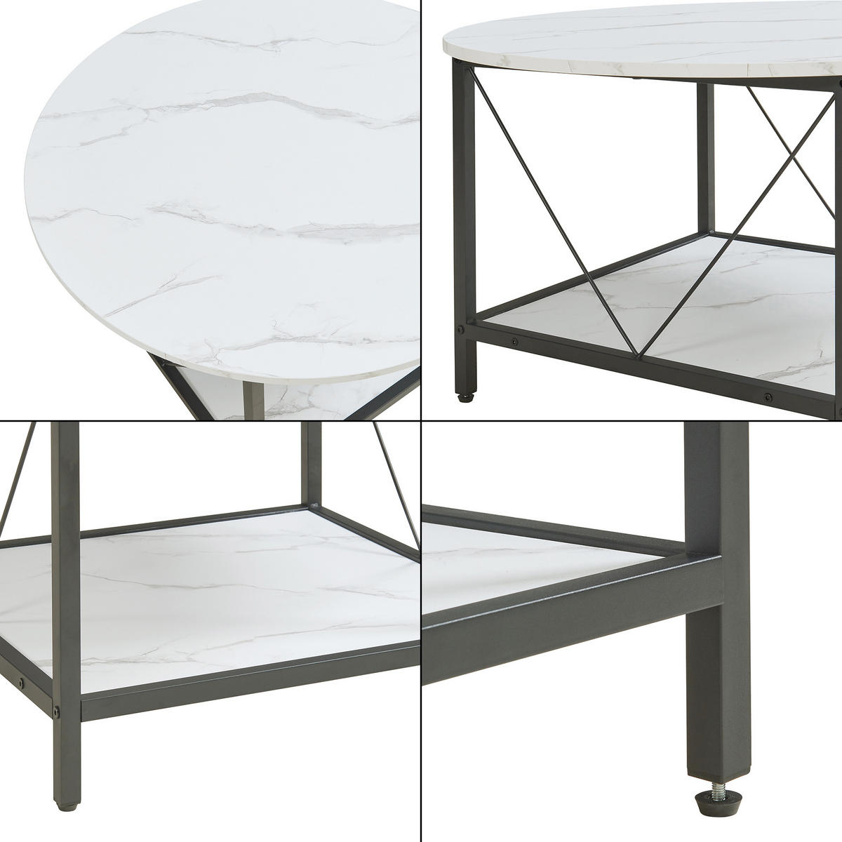COUCHTISCH Filem 80/46 cm - Weiß, Holzwerkstoff/Metall (80/80/46cm) - [en.casa]