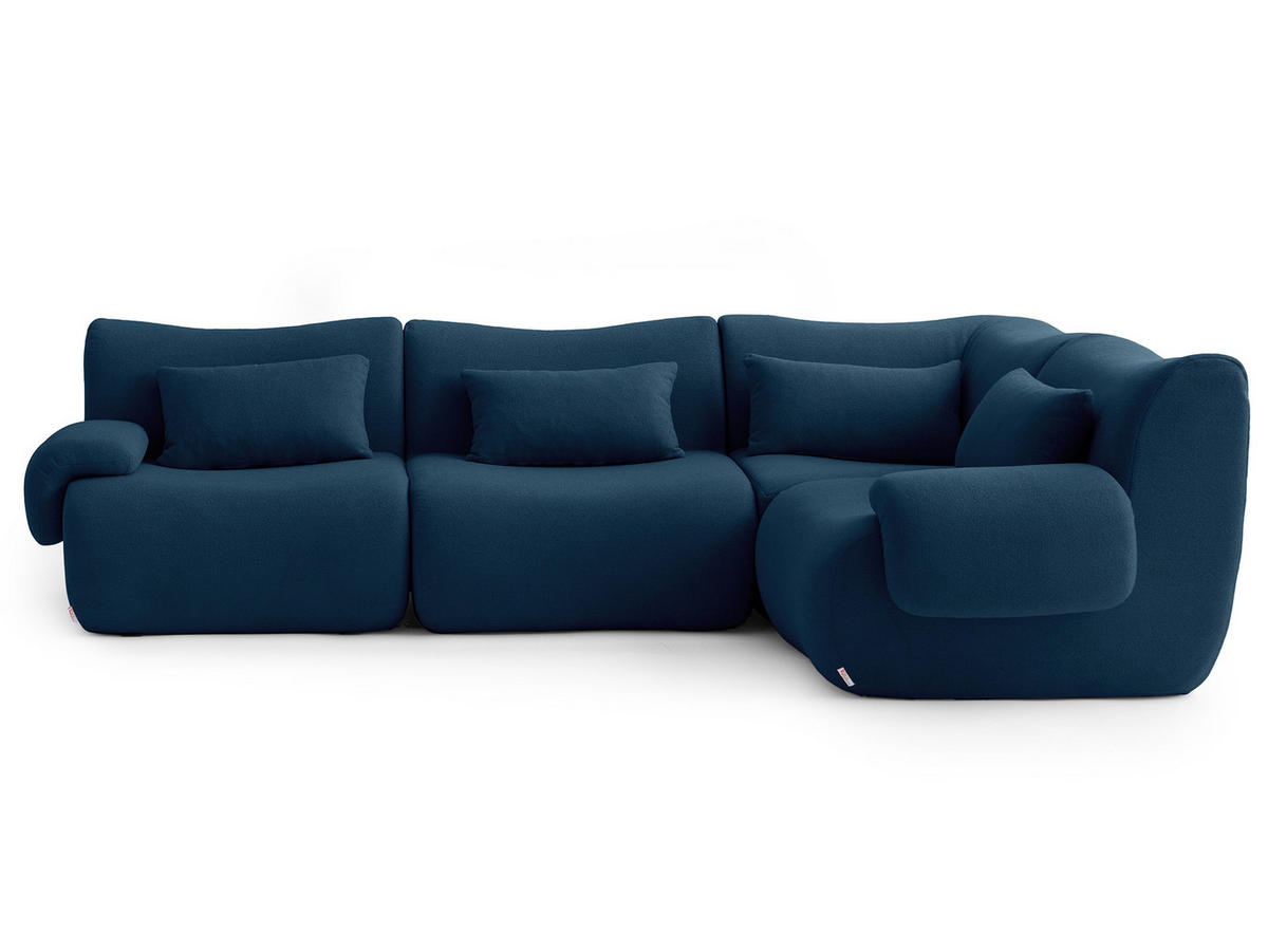 ECKSOFA Bouclé-Stoff Tiefblau - Blau, Textil (269/182cm) - MILYsofa