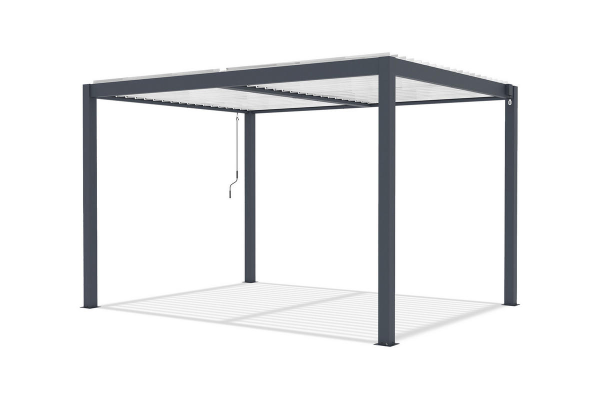 BIOKLIMA-PERGOLA Agosta 4x3m freistehend 250 cm hoch Graues Aluminium mit weißen - Grau, Metall (394/248/300cm) - Cazeboo