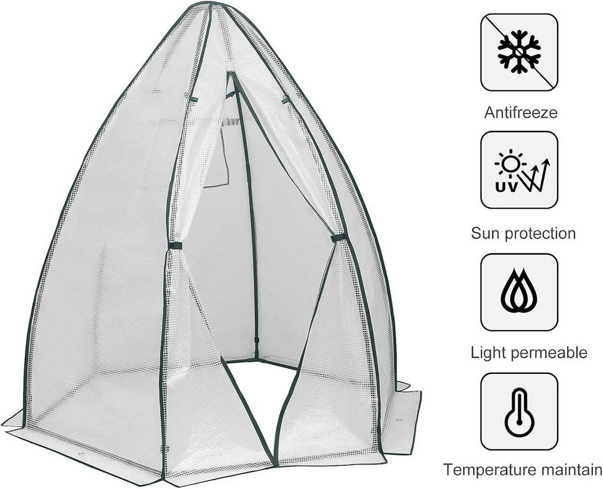 FOLIENGEWÄCHSHAUS, PE-halbdurchsichtiges Tomatengewächshaus - Weiß, Textil/Metall (160/180/160cm) - Woltu