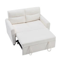 SOFA 2-Sitzer Schlafsofa Ausziehfunktion Verstellbare Lehne Platzsparend - Beige, Holz (106.48/27.69/67.31cm) - FLIEKS