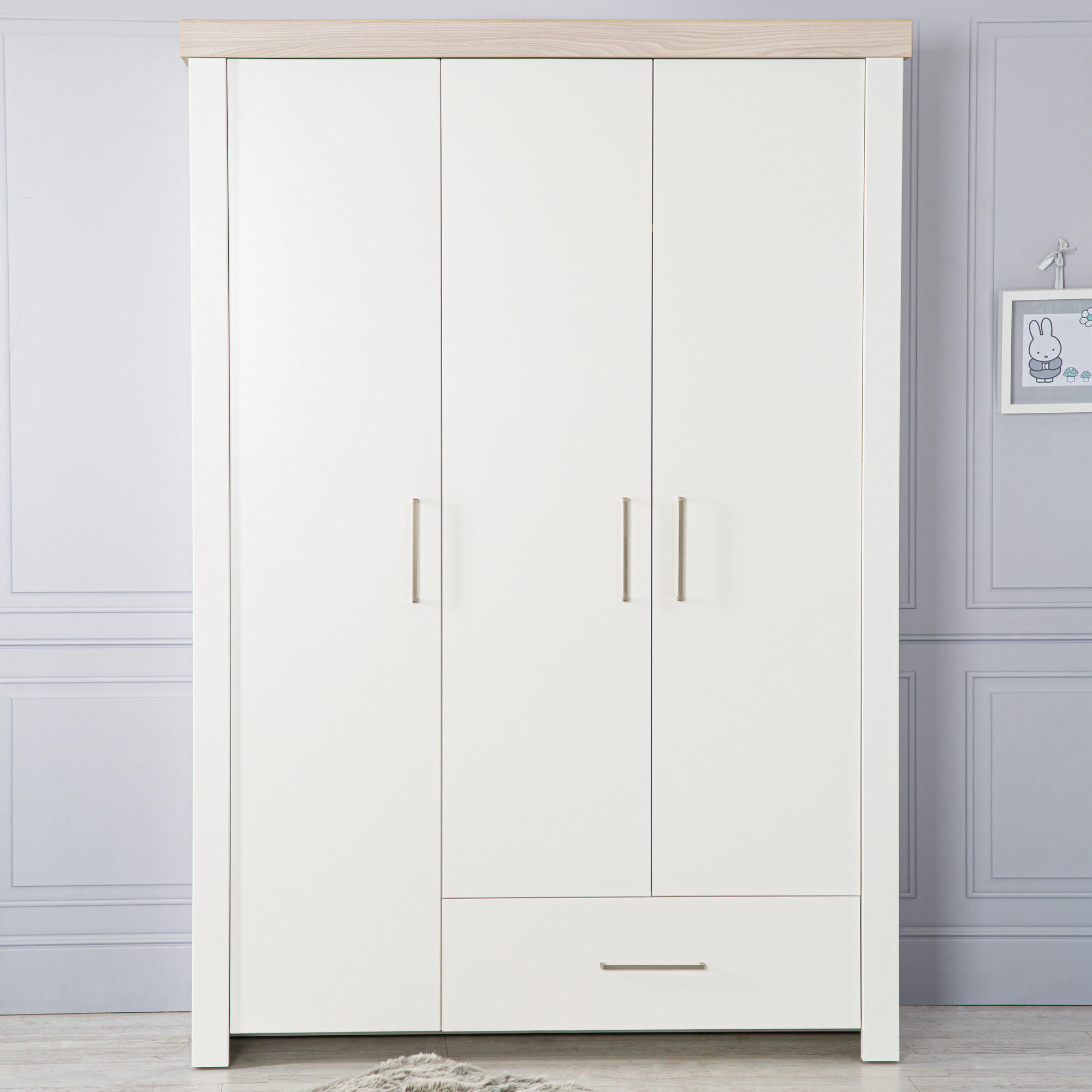 KLEIDERSCHRANK Lucy - Weiß, Holzwerkstoff/Metall (138.5/199/52.5cm) - Roba