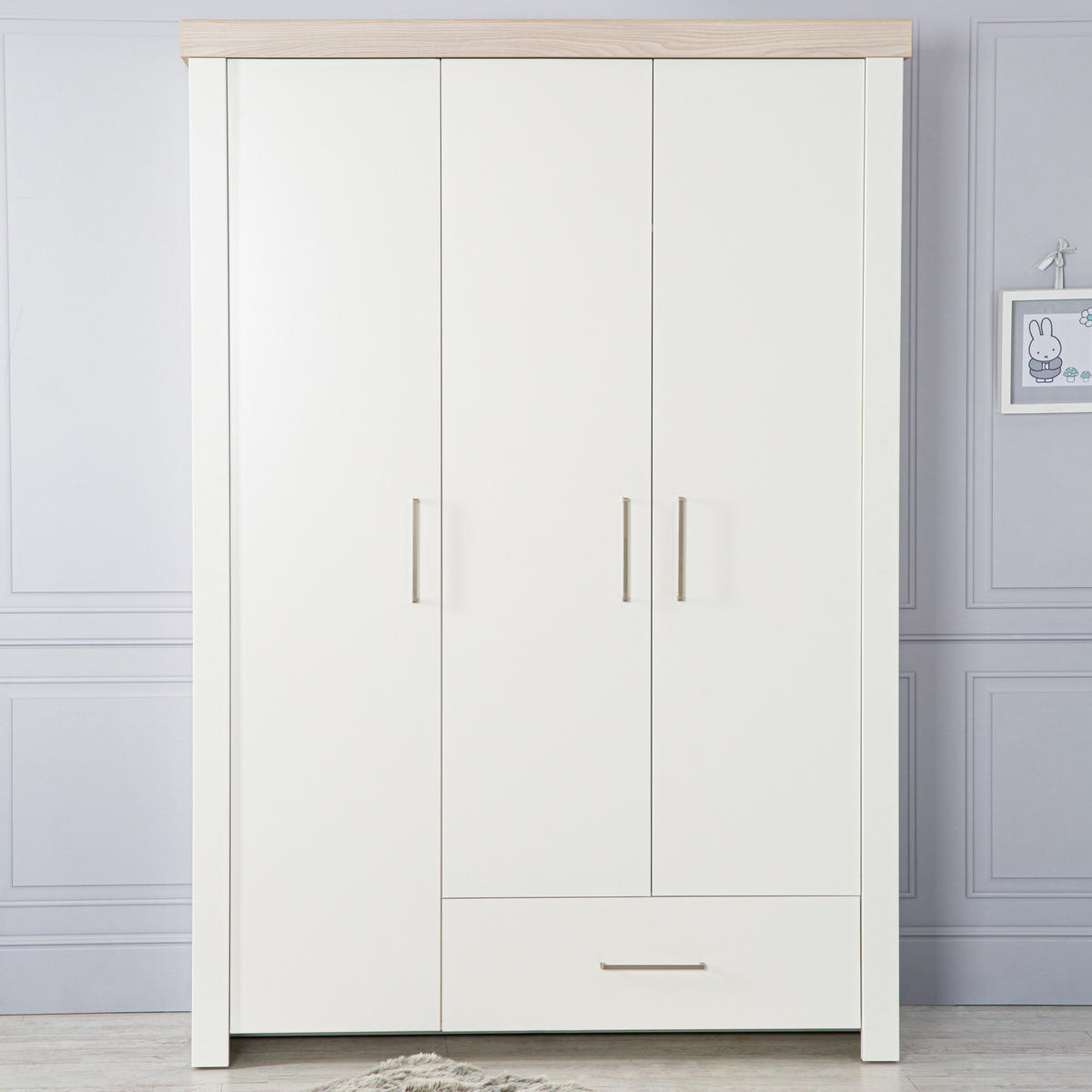 KLEIDERSCHRANK Lucy - Weiß, Holzwerkstoff/Metall (138.5/199/52.5cm) - Roba