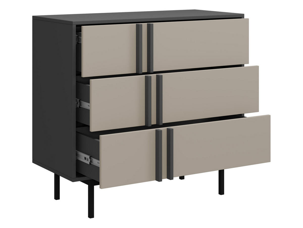 KOMMODE Alsy 3S AL08 - Eichefarben/Anthrazit, Holzwerkstoff/Kunststoff (93/87/43cm) - MIRJAN24