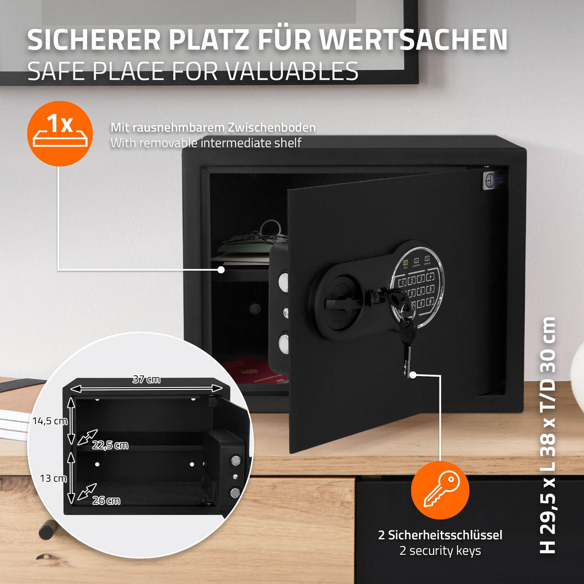 TRESOR 27L - Schwarz, Metall (30/29.5/38cm) - ECD-Germany