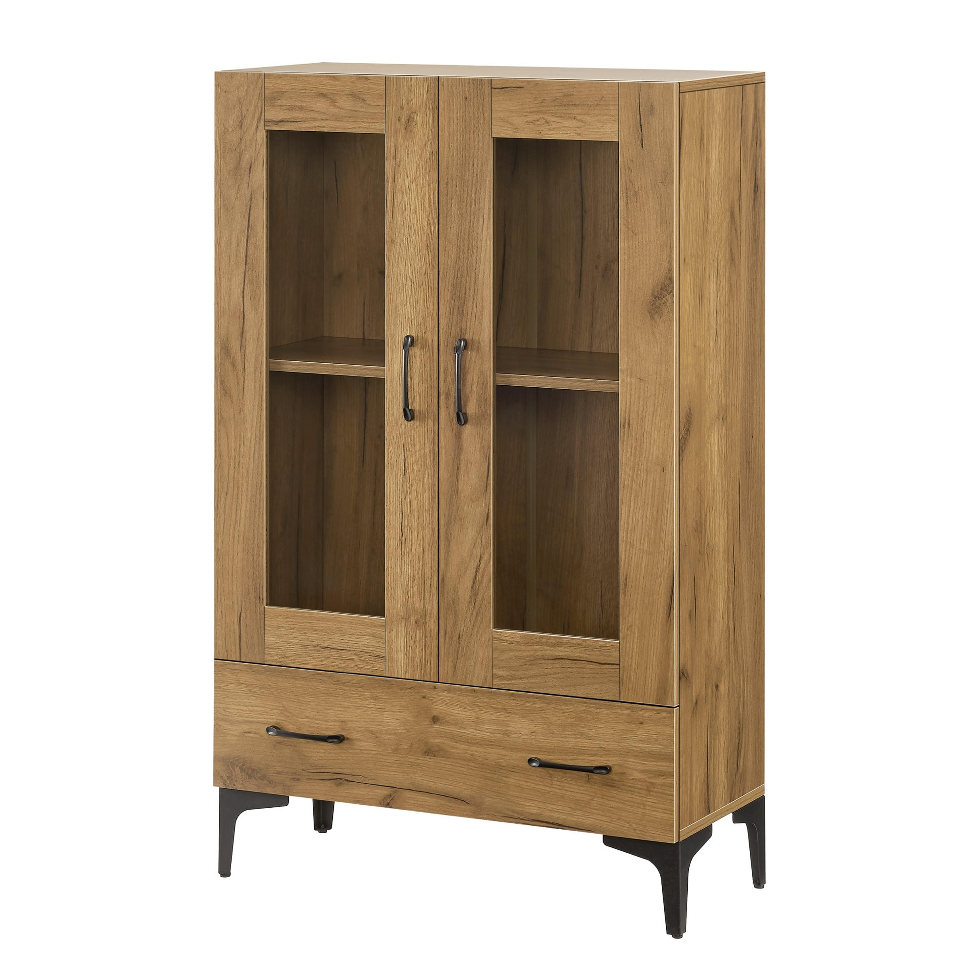 VITRINE Søndersø - Eichefarben, Glas/Holzwerkstoff (70/115/31cm) - [en.casa]