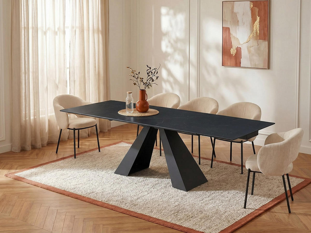 ESSTISCH - 6 Personen, 8 Personen, 10 Personen - Glas, Keramik - Schwarz - LOZIPA - Schwarz, Glas/Keramik (90/200/76cm) - Vente-Unique