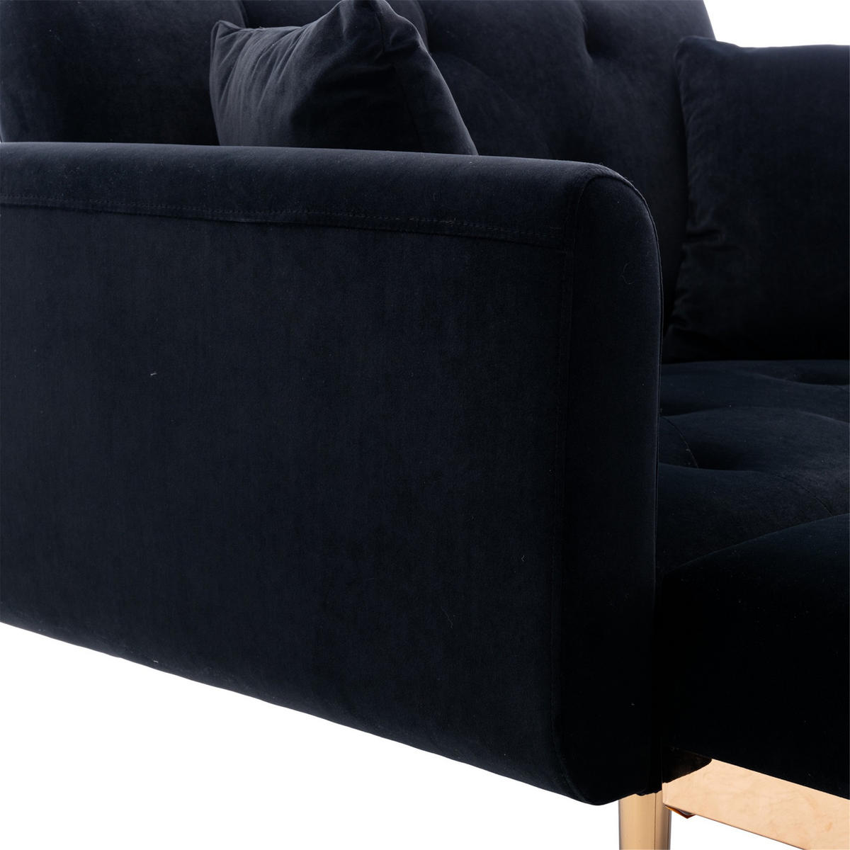 SCHLAFSOFA Zweisitzer,Relaxsessel mit Schlaffunktion,ausziehbar,Samt,Schwarz - Schwarz, Textil (90/77/165cm) - LVHOM