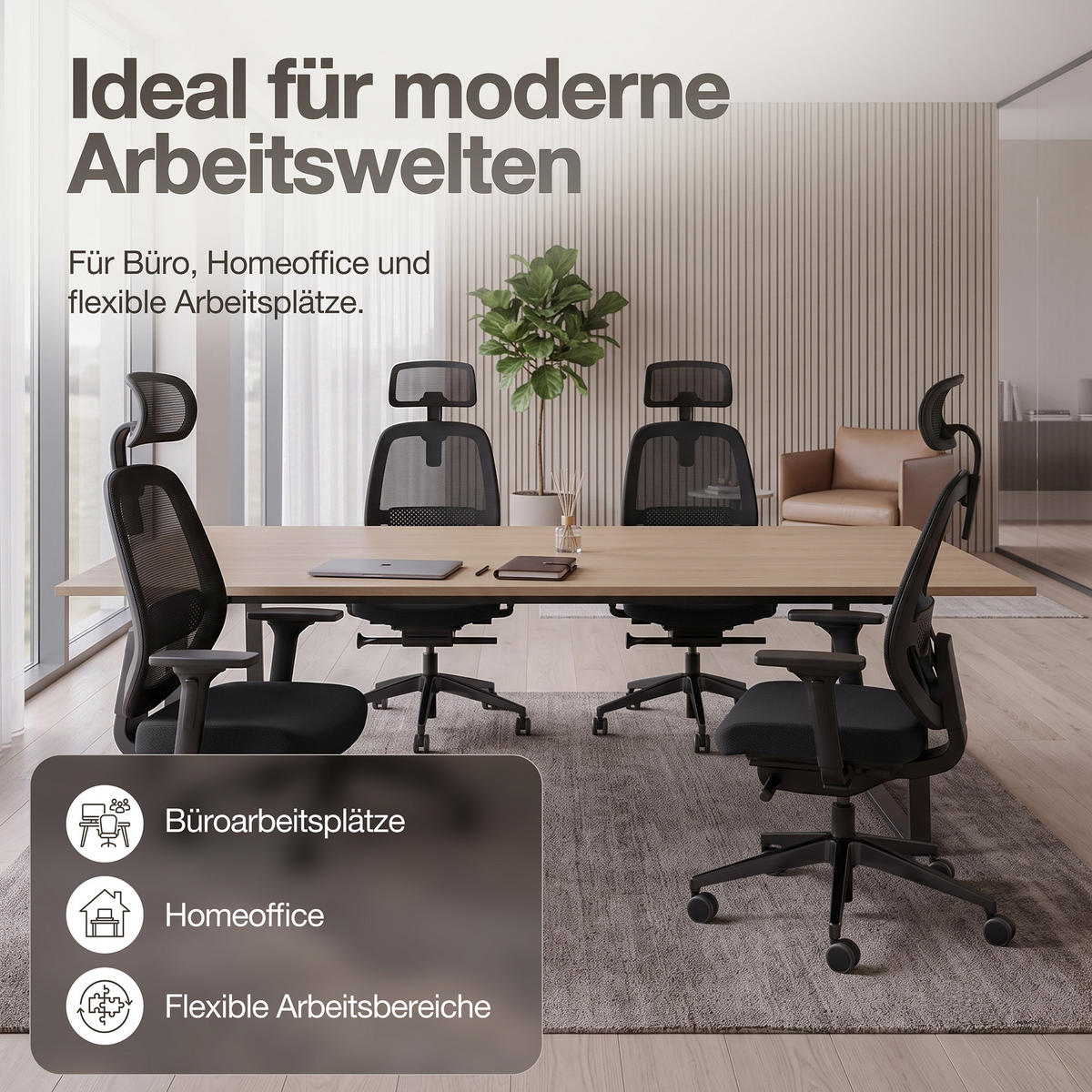 DREHSTUHL Ergonomischer Bürostuhl Atessa mit Netzrücken und Kopfstütze / Mit Kopfstütze Schwarz Netzrücken für Luftzirkulation - Schwarz, Textil (62.5/120.5/45cm) - ASSMANN