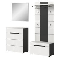 GARDEROBEN-SET 4-teilig weiß, grau 175 cm, Komplettset mit Soft-Close-Funktion, Cooper - Schwarz/Weiß, Glas/Holzwerkstoff (175/190/37cm) - Inn.Furn