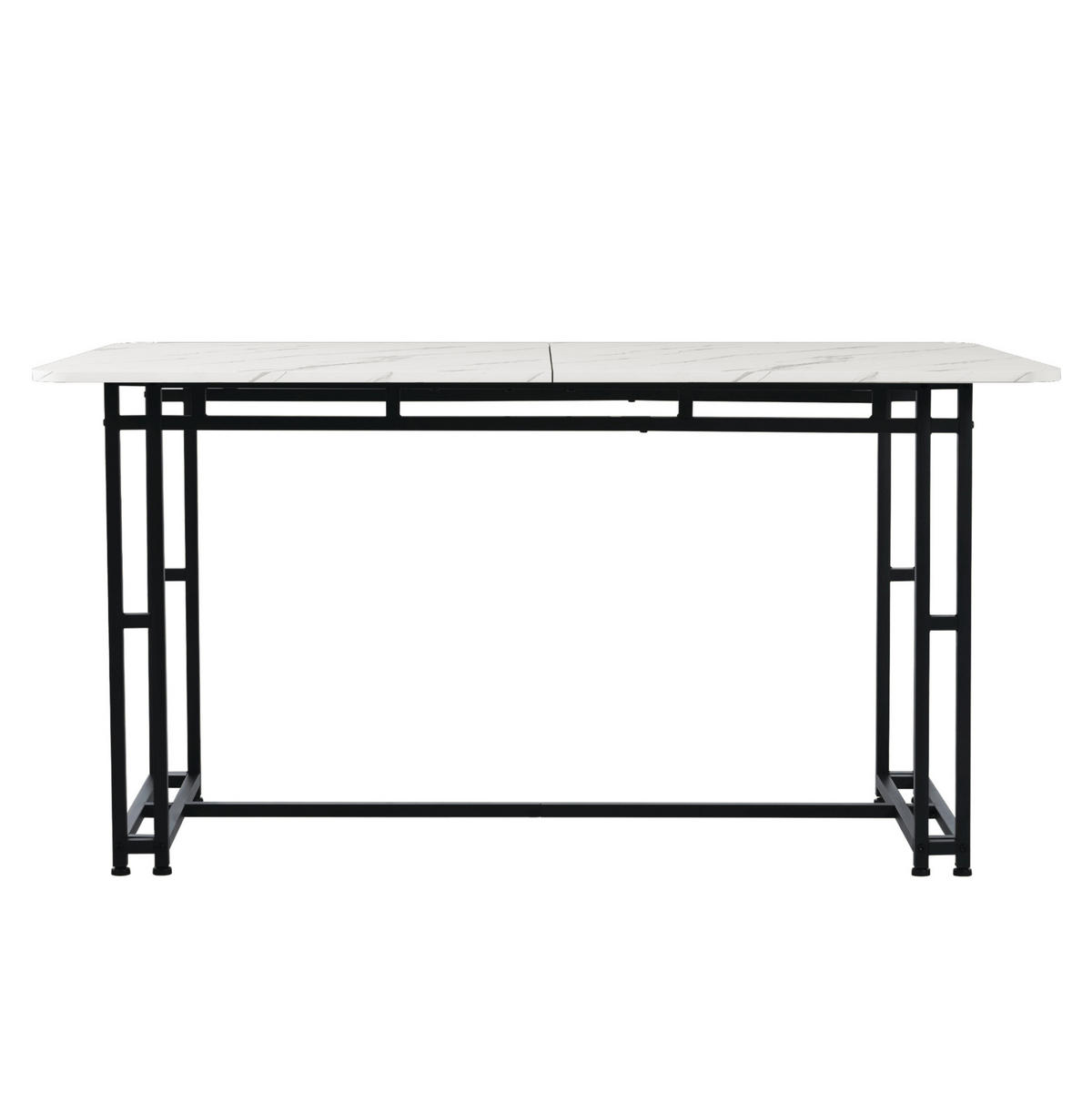ESSTISCH 140x80x75 cm aus MDF mit schwarzem Metallgestell im modernen Leicht-Luxus Stil - Weiß, Holzwerkstoff (140/80/74cm) - Modfu