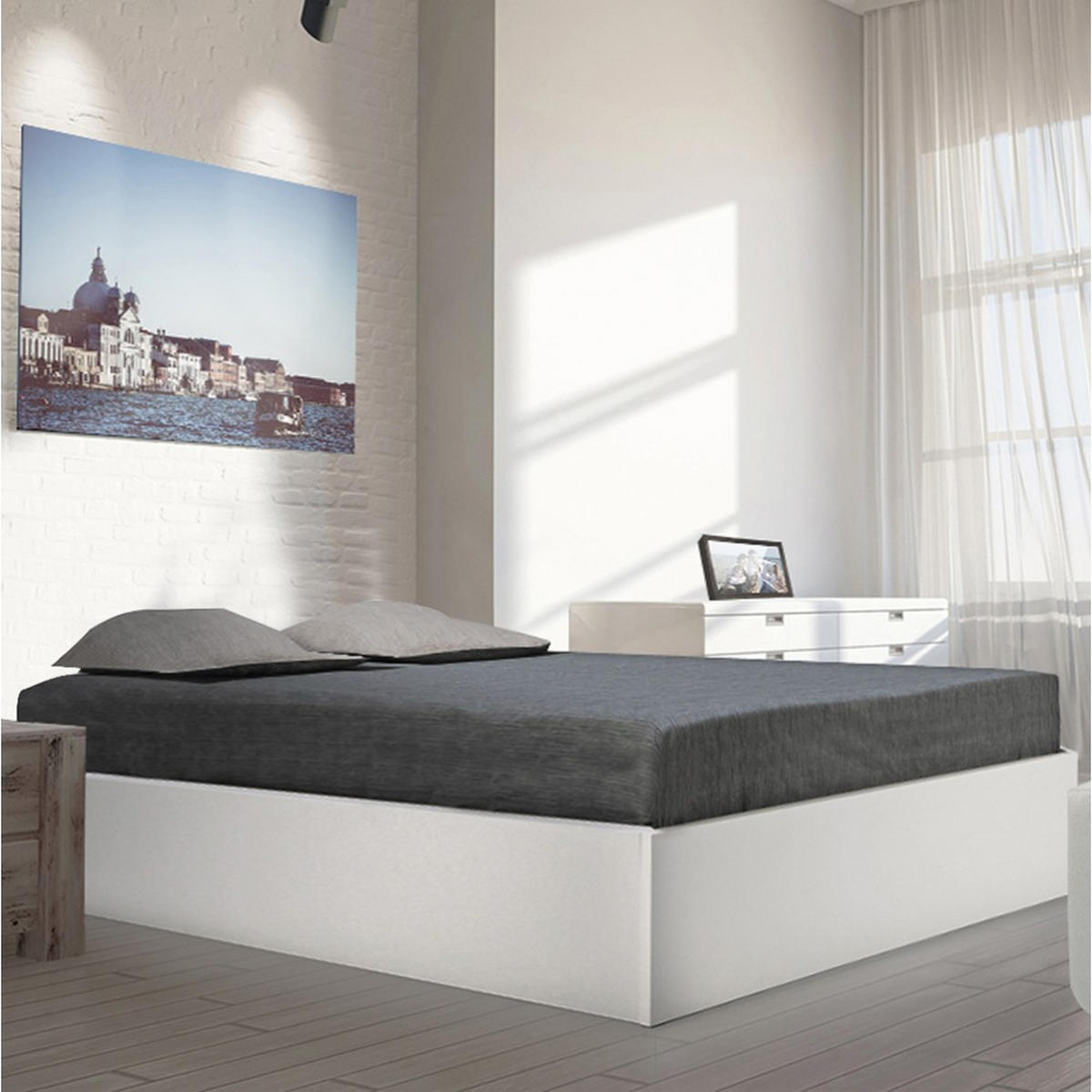 BETTKASTEN BILBAO mit Lattenrost/ Bett 160x200 - Weiß - Weiß, Holzwerkstoff (160/200cm) - Weber Industries