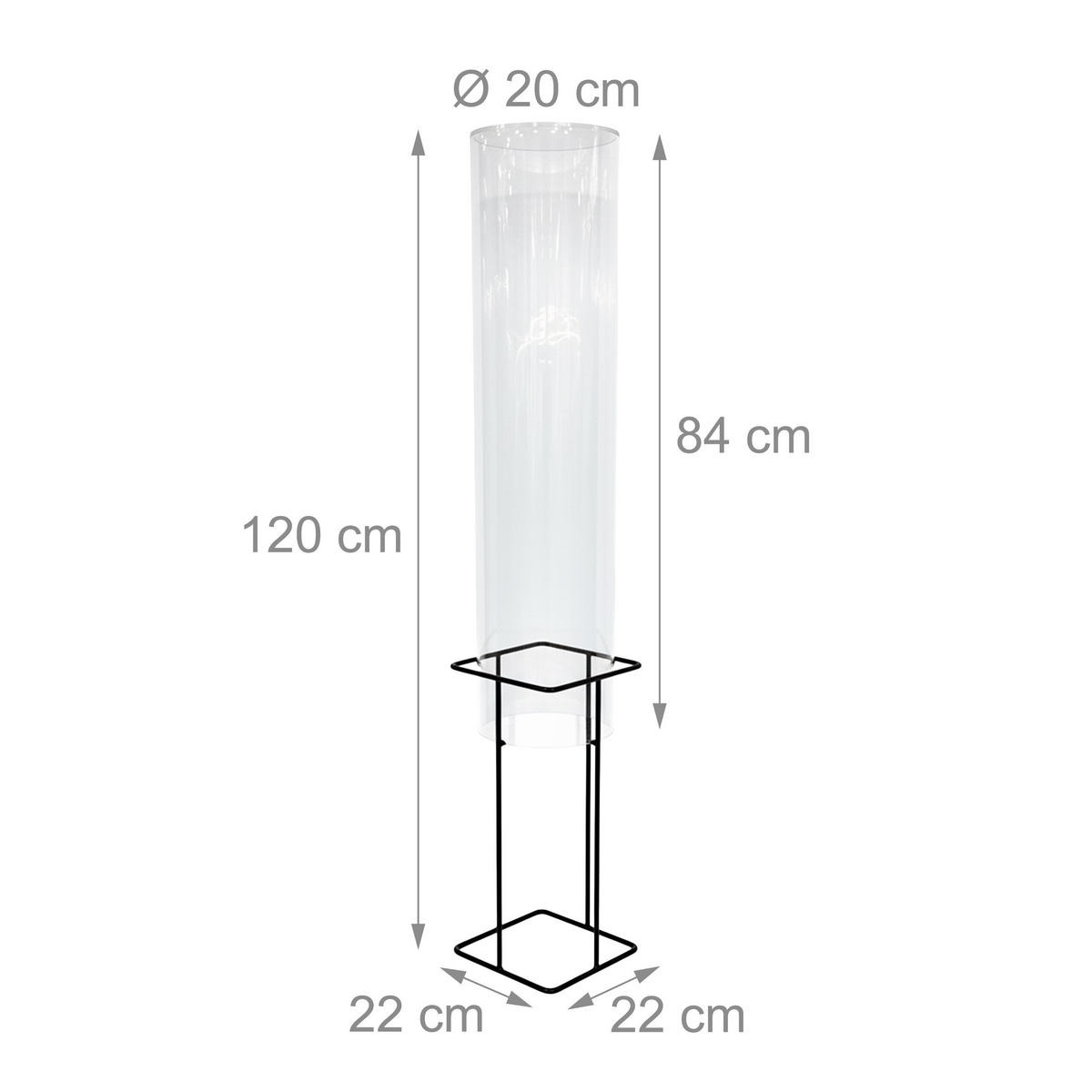 FISCHSÄULE - Transparent, Kunststoff/Metall (22/22/120cm) - Relaxdays
