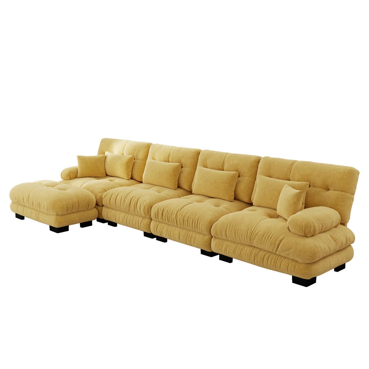 ECKSOFA 406/145/81 cm Gelb mit beweglichem Ottoman - Gelb, Textil (406/145cm) - Oxeza