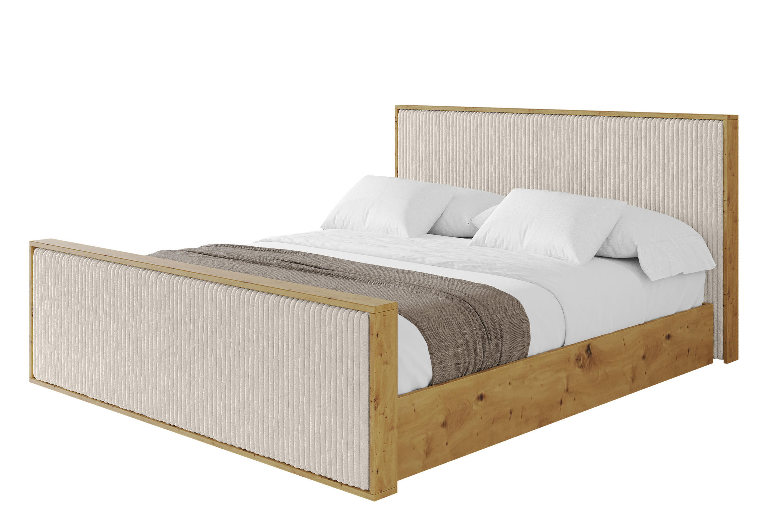POLSTERBETT mit Bettkasten und Lattenrost, Boxbett mit Stauraum und Kopftei ohne Matratze - ENZO10 160x200 Creme - Creme, Holzwerkstoff/Textil (160/200cm) - ALTDECOR