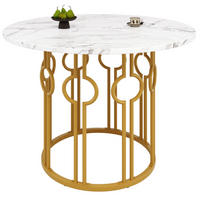 ESSTISCH 100x100x76 cm in Gold und Weiß aus MDF mit Metallbeinen - Weiß, Holzwerkstoff (100/100/76cm) - Modfu