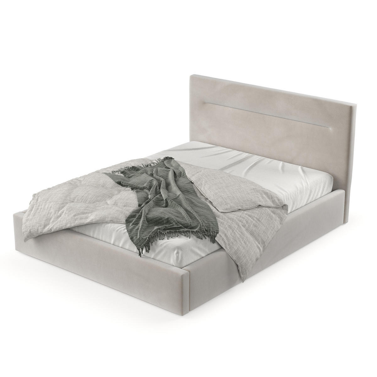 POLSTERBETT Liline 160/200 cm Hellbeige im Paros Stoff - Beige/Schwarz, Holz/Holzwerkstoff (160/200cm) - AltaBeds