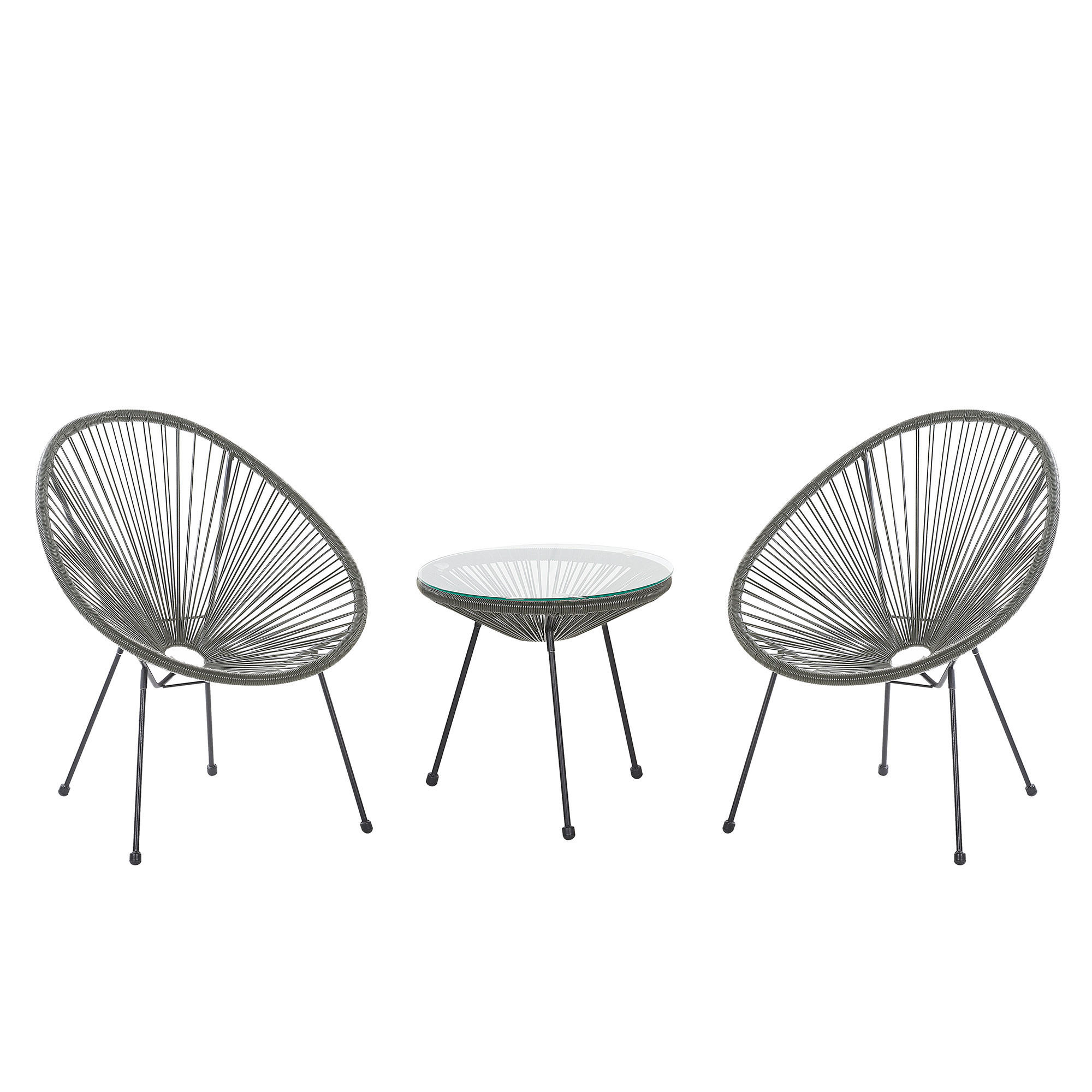 BALKONSET 2-Sitzer Rattan dunkelgrau Acapulco II - Dunkelgrau/Schwarz, Kunststoff - Beliani