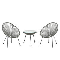 BALKONSET 2-Sitzer Rattan dunkelgrau Acapulco II - Dunkelgrau/Schwarz, Kunststoff - Beliani