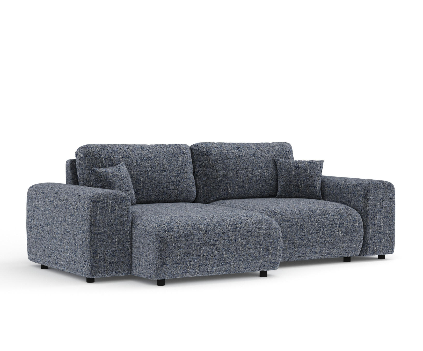 ECKSOFA Zanzibar Marineblau Webstoff - Schwarz/Dunkelblau, Holz/Holzwerkstoff (237/144cm) - Maison de Reve