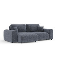 ECKSOFA Zanzibar Marineblau Webstoff - Schwarz/Dunkelblau, Holz/Holzwerkstoff (237/144cm) - Maison de Reve
