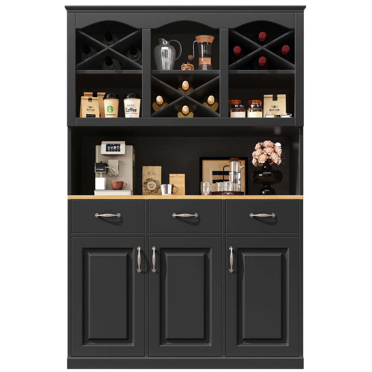 BUFFET 120/40/180 cm aus MDF mit LED-Beleuchtung Schwarz - Schwarz, Holzwerkstoff (120/180/40cm) - Modenvie