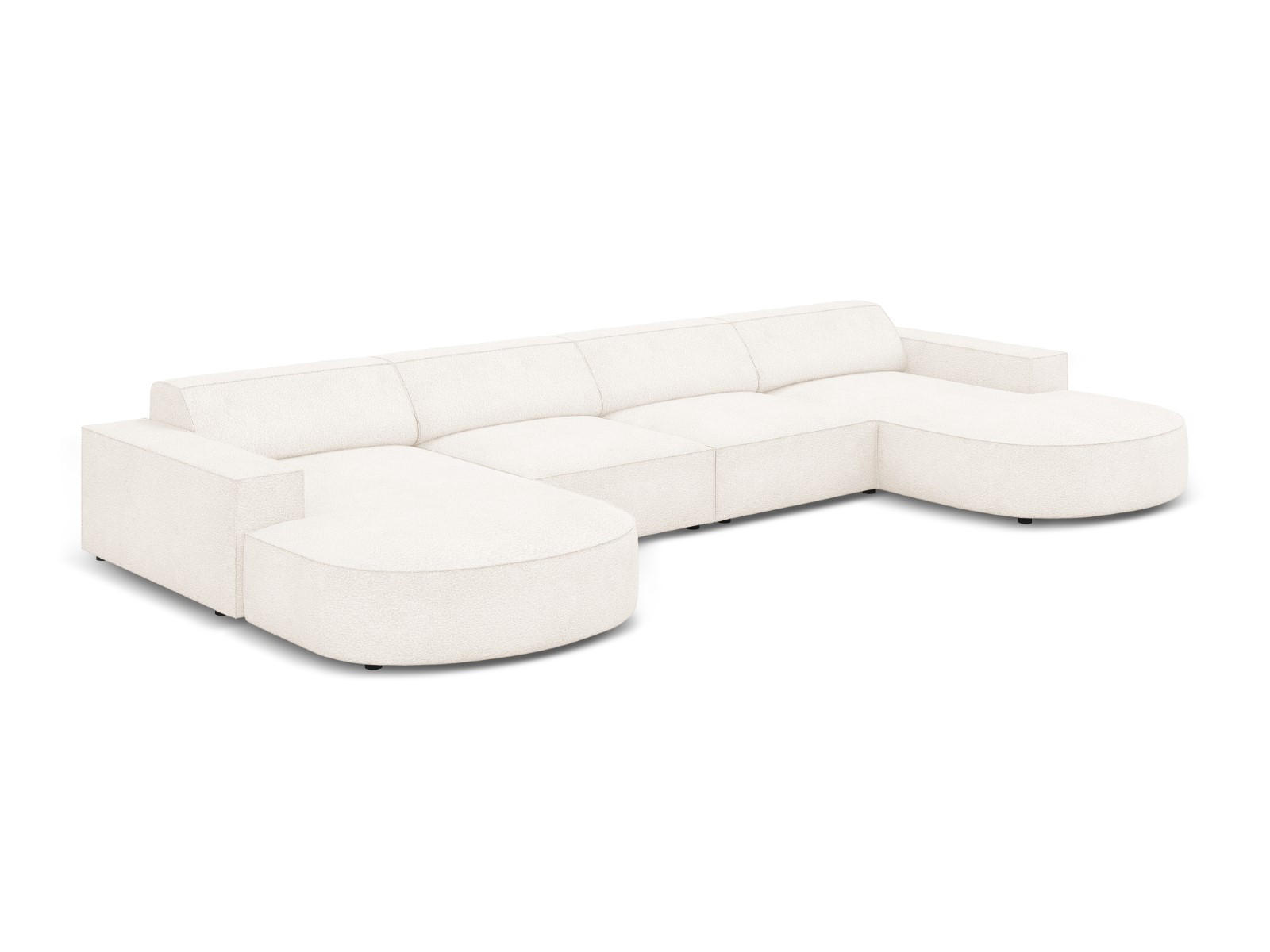PANORAMASOFA Jodie aus Boucle beige 6 Sitzplätze - Beige, Textil (166/70/364cm) - Micadoni