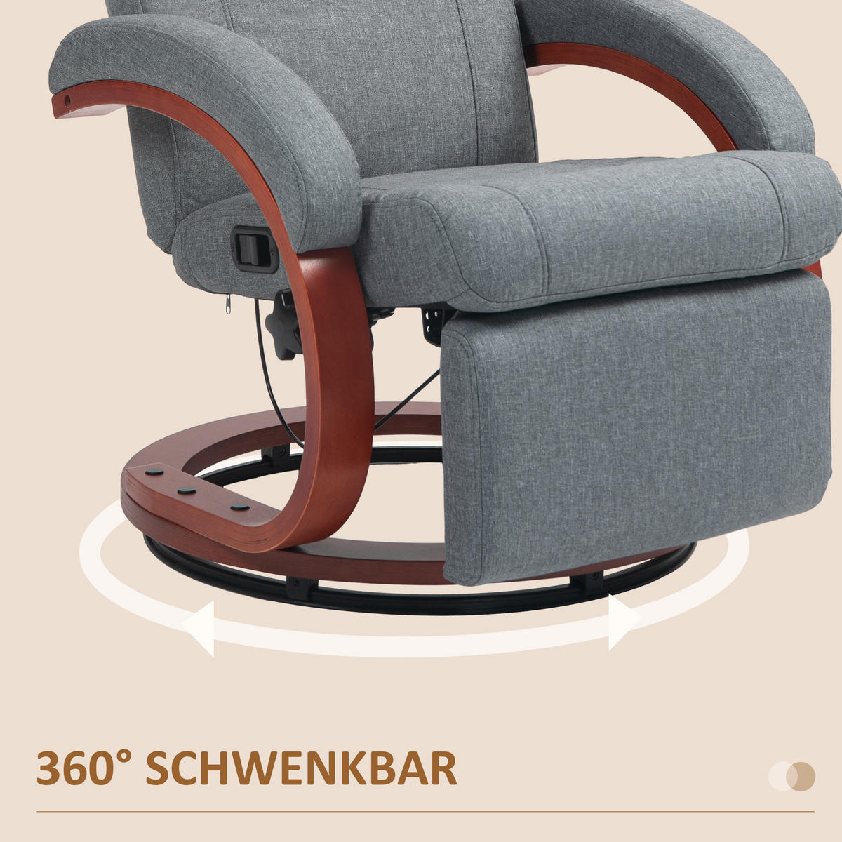 RELAXSESSEL mit Liegefunktion, Grau - Grau, Textil (86/100/68cm) - HOMCOM
