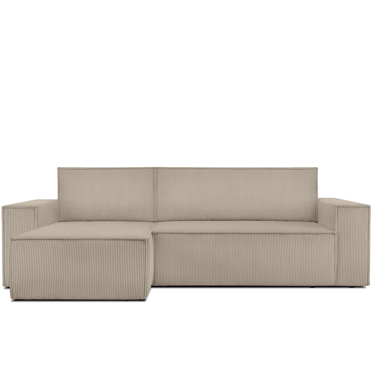 ECKSOFA-LINKS/RECHTS NAPI Schlaffunktion mit Cordbezug, Beige - Beige/Schwarz, Textil (262/148cm) - KONSIMO®