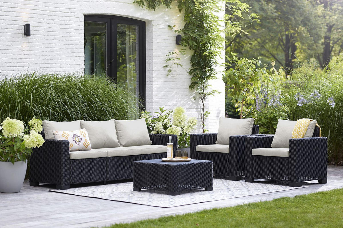 LOUNGESET California 4-teilig Loungeset in anthrazit - Anthrazit, Textil - Allibert