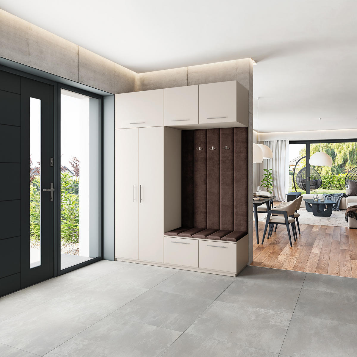 GARDEROBENSCHRANK REMA 180/240/60 cm Modern Garderobe-Set Kaschmir - Kaschmir/Braun, Holzwerkstoff (180/240/60cm) - MASSENO